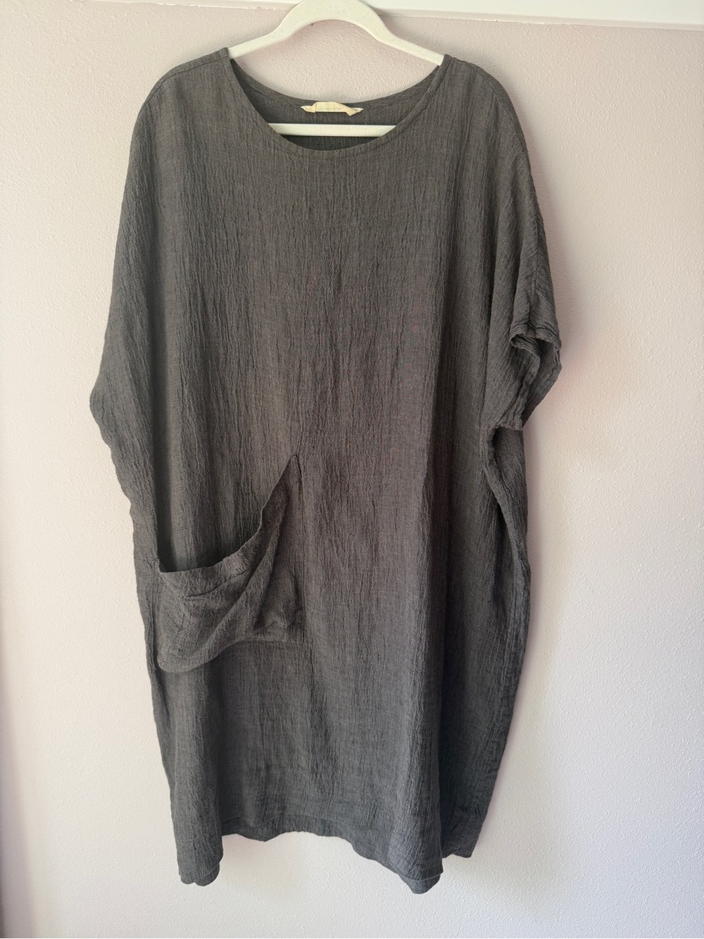 Elizabeth Suzann Harper tunic dress charcoal crinkle linen gauze